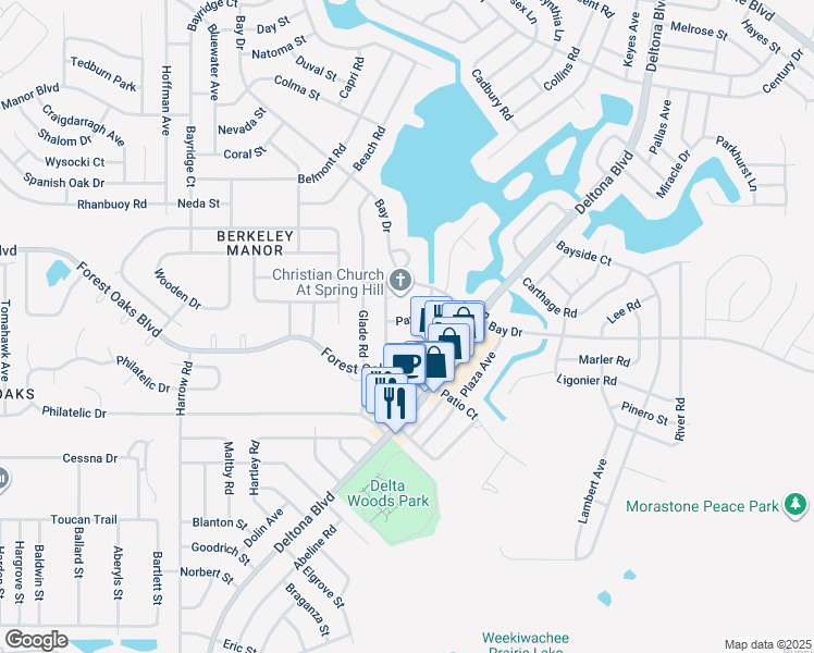 map of restaurants, bars, coffee shops, grocery stores, and more near 4054 Pavia Lane in Spring Hill