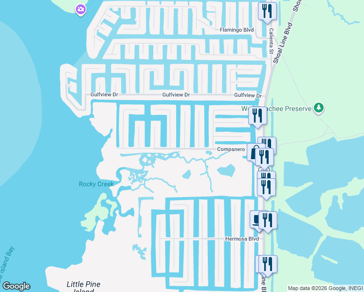 map of restaurants, bars, coffee shops, grocery stores, and more near 4091 Des Prez Court in Hernando Beach