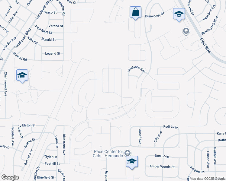 map of restaurants, bars, coffee shops, grocery stores, and more near 3563 Windance Ave in Spring Hill