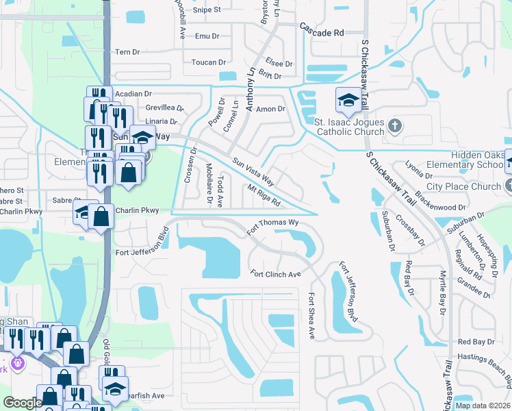 map of restaurants, bars, coffee shops, grocery stores, and more near 8333 Fort Thomas Way in Orlando