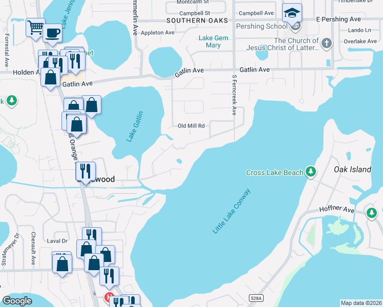 map of restaurants, bars, coffee shops, grocery stores, and more near 1366 Harbour Island Road in Edgewood