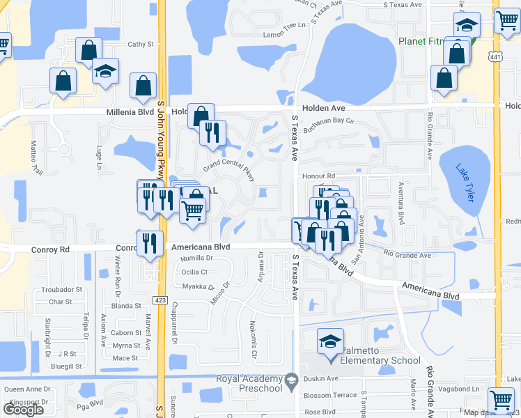 map of restaurants, bars, coffee shops, grocery stores, and more near in Edgewood