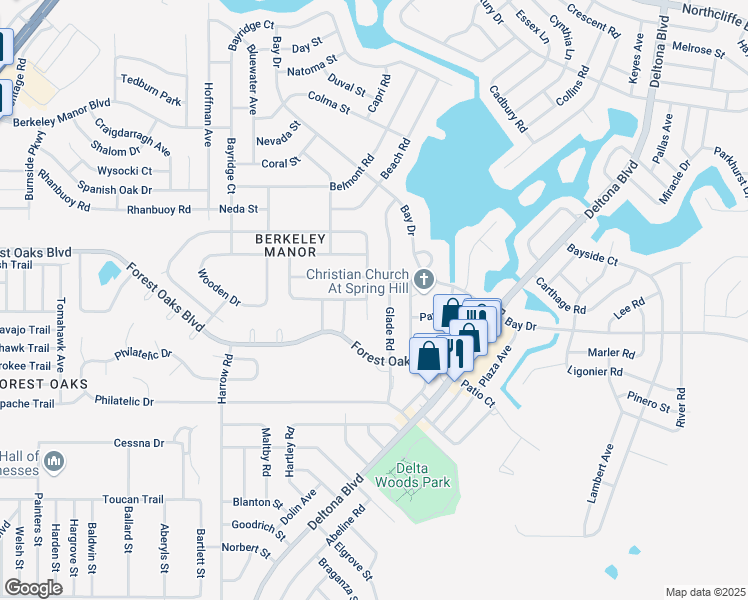 map of restaurants, bars, coffee shops, grocery stores, and more near 4152 Glade Road in Spring Hill