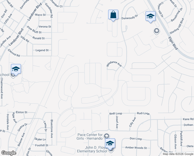 map of restaurants, bars, coffee shops, grocery stores, and more near 3611 Windance Ave in Spring Hill