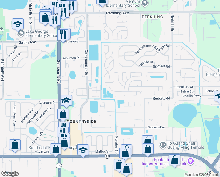 map of restaurants, bars, coffee shops, grocery stores, and more near 2922 Wild Horse Road in Orlando