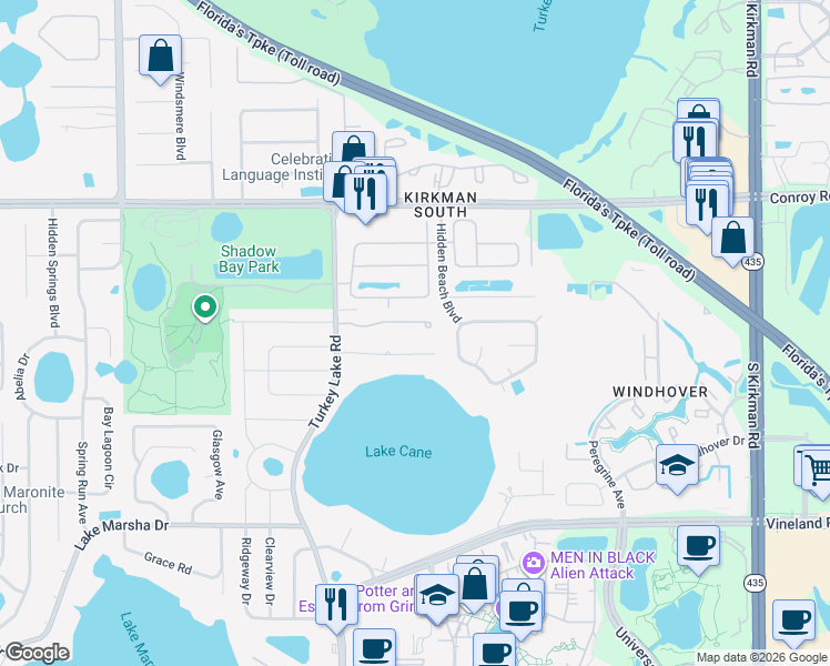map of restaurants, bars, coffee shops, grocery stores, and more near 6908 Phillips Reserve Court in Orlando