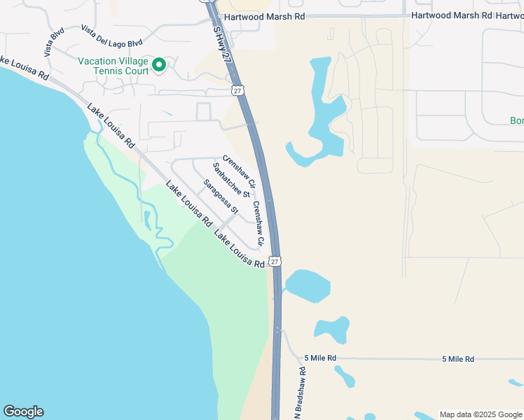 map of restaurants, bars, coffee shops, grocery stores, and more near 9843 Crenshaw Circle in Clermont