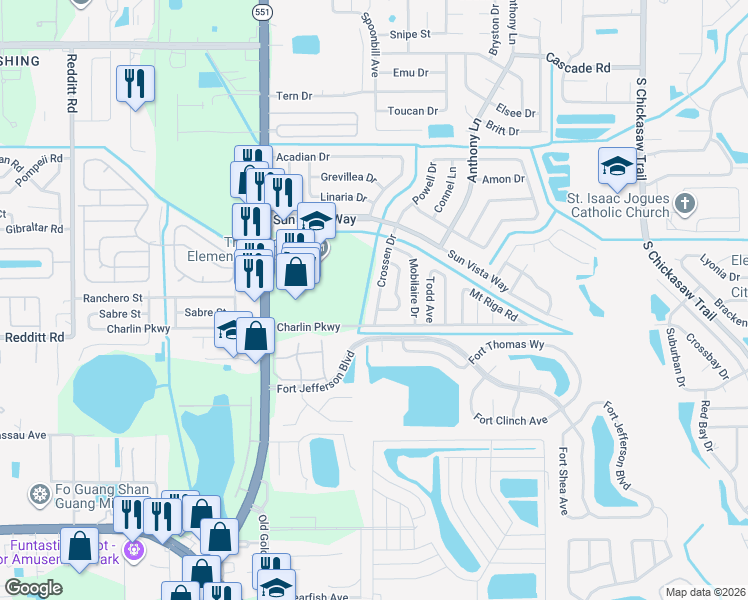 map of restaurants, bars, coffee shops, grocery stores, and more near 4506 Crossen Drive in Orlando
