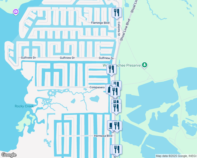 map of restaurants, bars, coffee shops, grocery stores, and more near 4027 Centavo Court in Hernando Beach