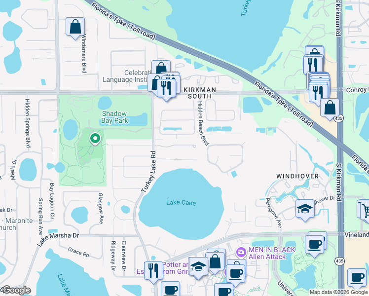 map of restaurants, bars, coffee shops, grocery stores, and more near 6908 Phillips Reserve Court in Orlando