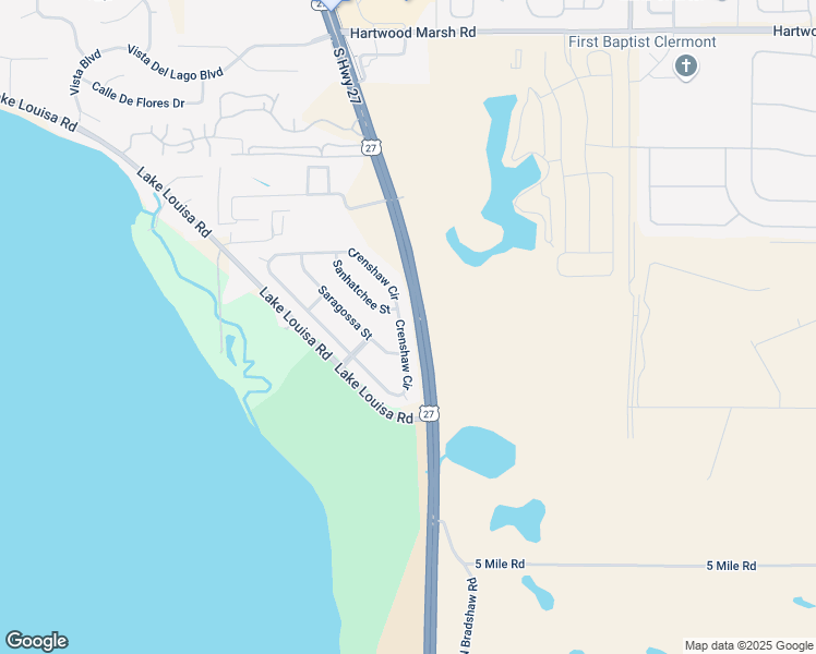 map of restaurants, bars, coffee shops, grocery stores, and more near 9843 Crenshaw Circle in Clermont