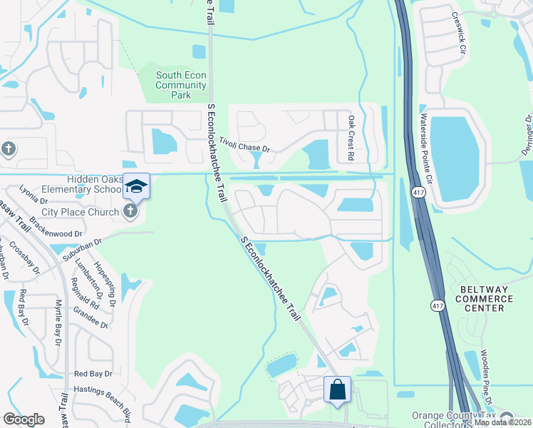 map of restaurants, bars, coffee shops, grocery stores, and more near 5115 Cedarleaf Lane in Orlando