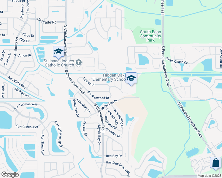 map of restaurants, bars, coffee shops, grocery stores, and more near 8828 Brackenwood Drive in Orlando
