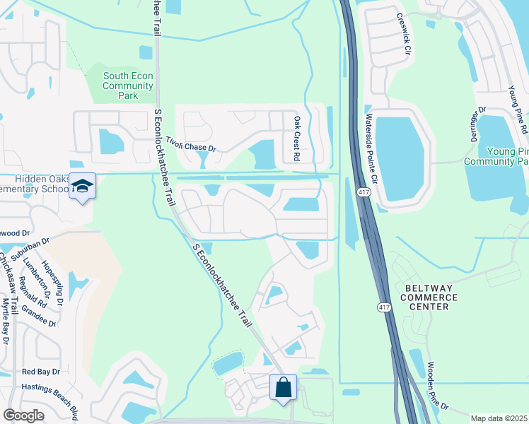 map of restaurants, bars, coffee shops, grocery stores, and more near 9918 Bennington Chase Drive in Orlando