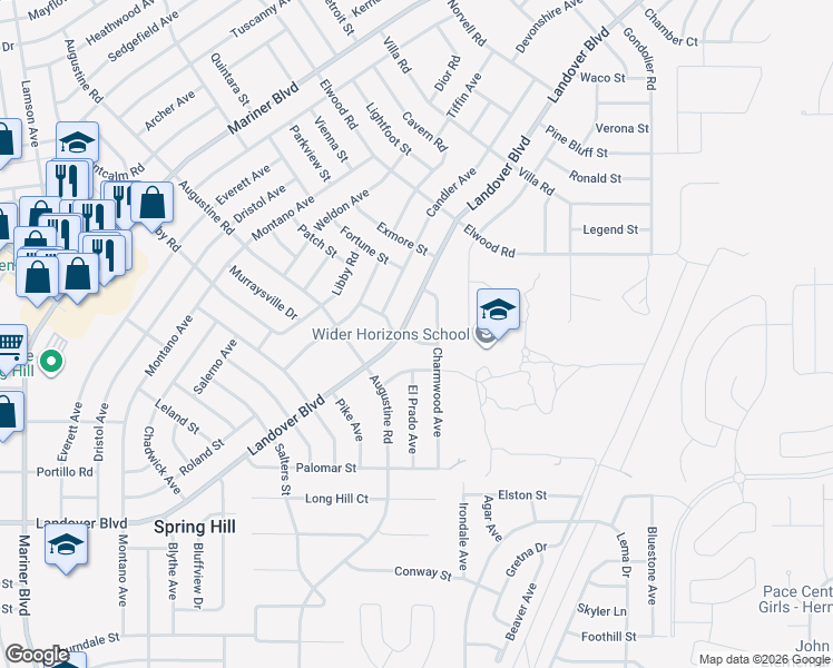 map of restaurants, bars, coffee shops, grocery stores, and more near 4211 Payton Street in Spring Hill
