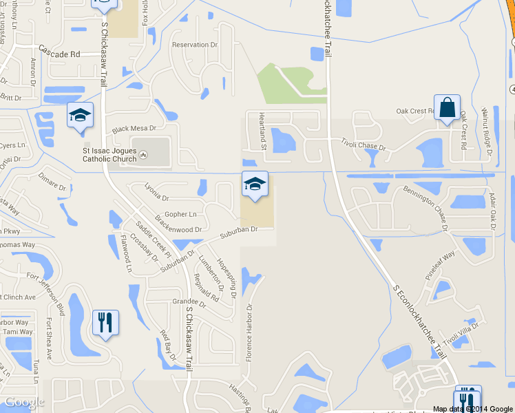 map of restaurants, bars, coffee shops, grocery stores, and more near 9051 Suburban Drive in Orlando