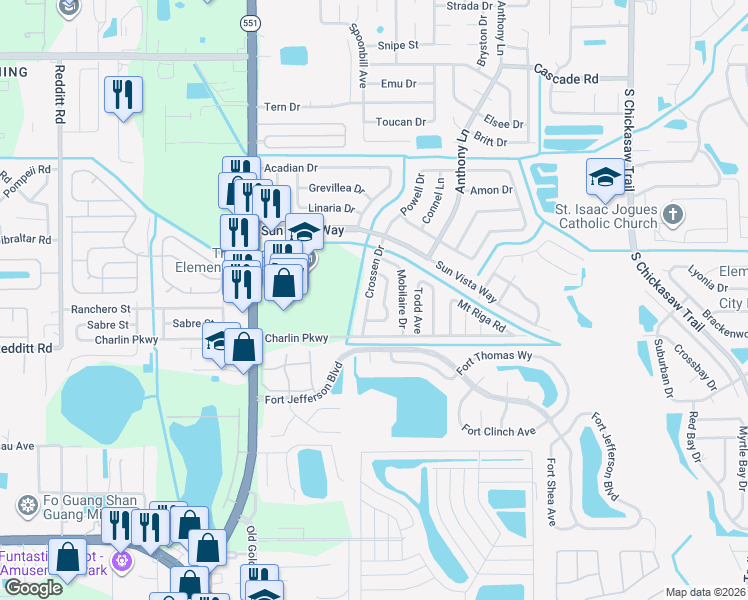 map of restaurants, bars, coffee shops, grocery stores, and more near 4506 Crossen Drive in Orlando