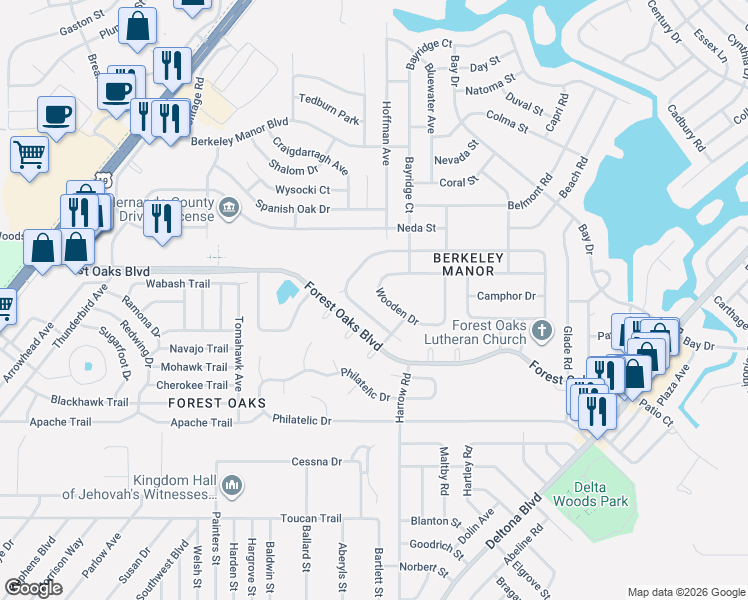 map of restaurants, bars, coffee shops, grocery stores, and more near 8037 Pagoda Drive in Spring Hill