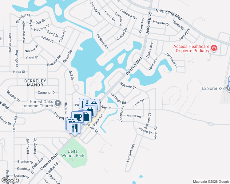 map of restaurants, bars, coffee shops, grocery stores, and more near 9246 Antrim Street in Spring Hill