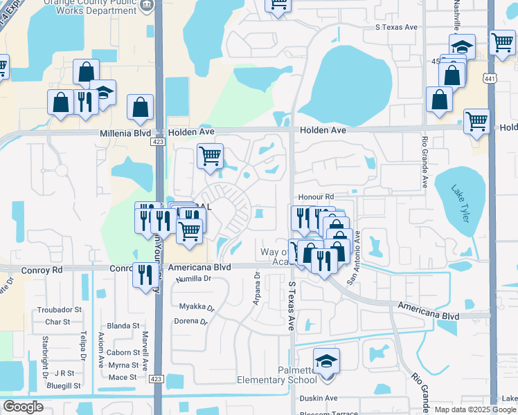 map of restaurants, bars, coffee shops, grocery stores, and more near in Edgewood