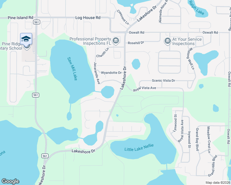 map of restaurants, bars, coffee shops, grocery stores, and more near 10950 Poinciana Drive in Clermont