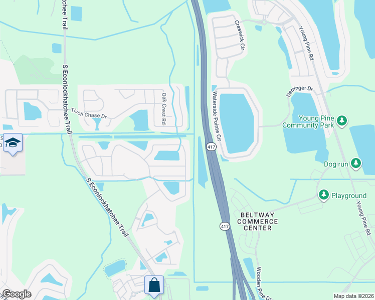 map of restaurants, bars, coffee shops, grocery stores, and more near 4983 Adair Oak Drive in Orlando