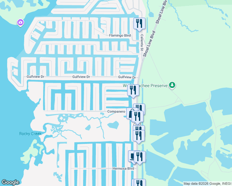 map of restaurants, bars, coffee shops, grocery stores, and more near 4268 Carlos Court in Hernando Beach