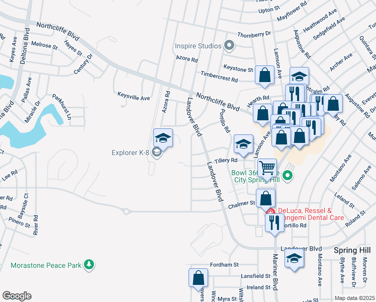 map of restaurants, bars, coffee shops, grocery stores, and more near 4137 Jason Road in Spring Hill