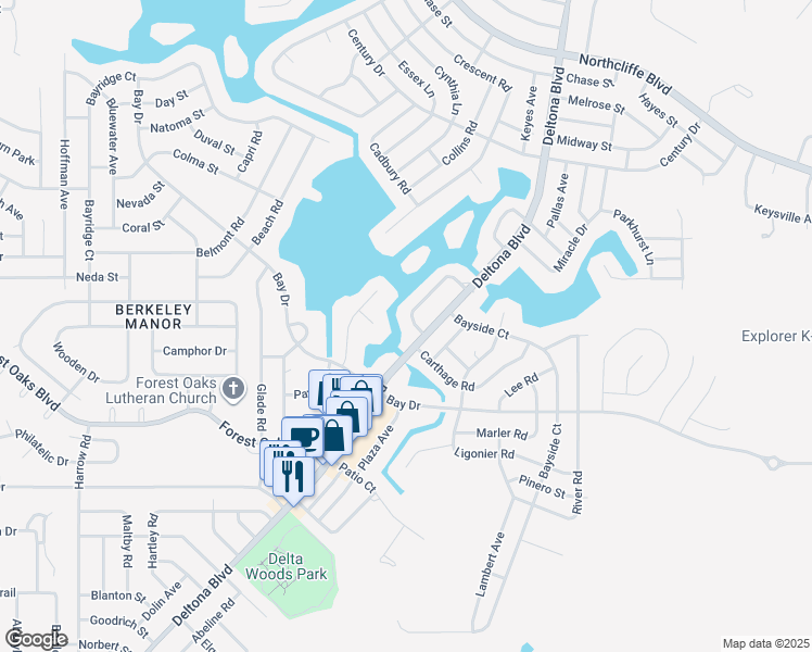 map of restaurants, bars, coffee shops, grocery stores, and more near 4203 Surfside Circle in Spring Hill