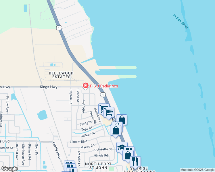map of restaurants, bars, coffee shops, grocery stores, and more near 7347 U.S. 1 in Cocoa
