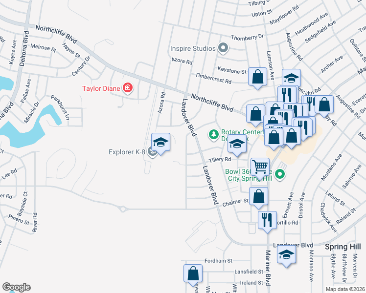 map of restaurants, bars, coffee shops, grocery stores, and more near 4137 Jason Road in Spring Hill