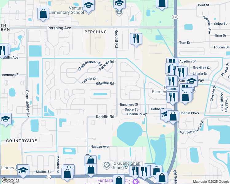 map of restaurants, bars, coffee shops, grocery stores, and more near 3164 Redditt Road in Orlando