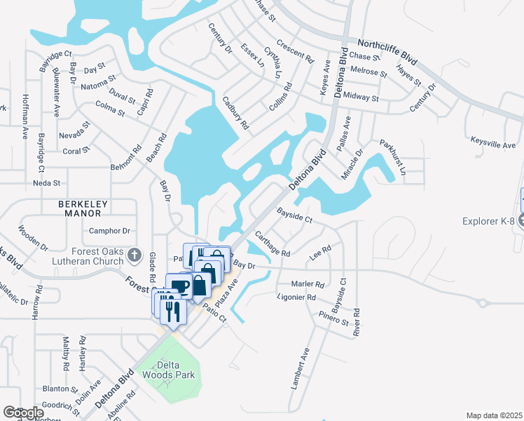 map of restaurants, bars, coffee shops, grocery stores, and more near 4203 Surfside Circle in Spring Hill