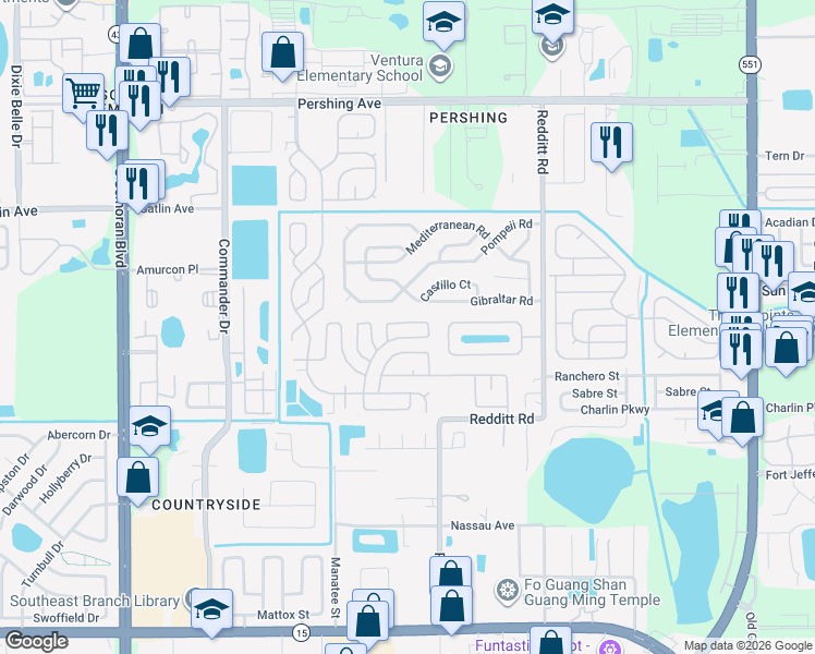 map of restaurants, bars, coffee shops, grocery stores, and more near 2856 Holster Way in Orlando
