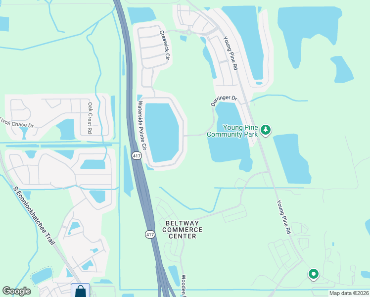map of restaurants, bars, coffee shops, grocery stores, and more near 4761 Waterside Pointe Circle in Orlando