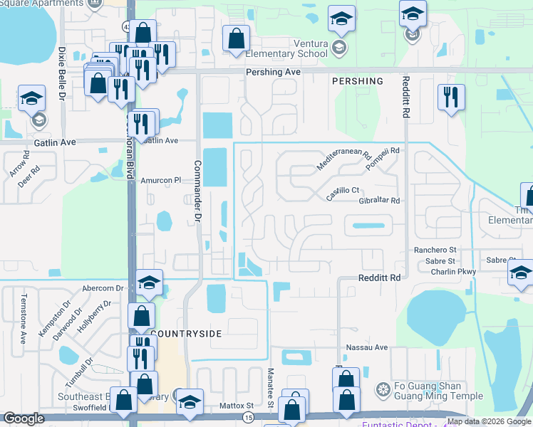 map of restaurants, bars, coffee shops, grocery stores, and more near 2903 Stallion Drive in Orlando