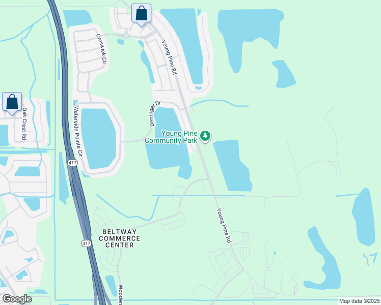 map of restaurants, bars, coffee shops, grocery stores, and more near 10962 Derringer Drive in Orlando