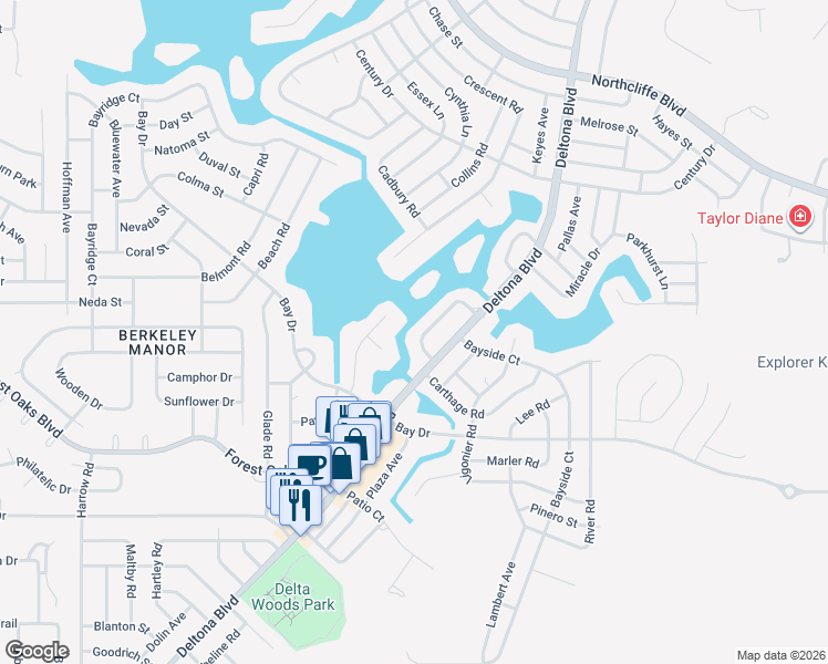 map of restaurants, bars, coffee shops, grocery stores, and more near 4203 Surfside Circle in Spring Hill
