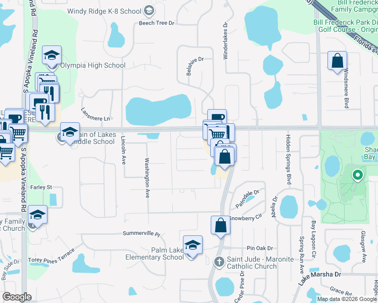map of restaurants, bars, coffee shops, grocery stores, and more near 8039 Landgrove Court in Orlando
