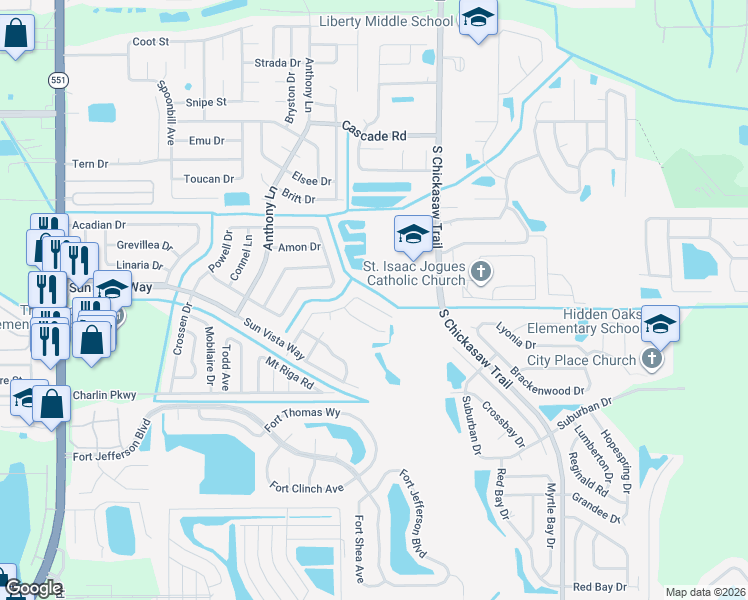 map of restaurants, bars, coffee shops, grocery stores, and more near 8427 Quisqualis Drive in Orlando