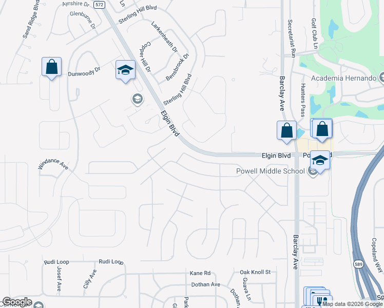 map of restaurants, bars, coffee shops, grocery stores, and more near 13481 Pullman Drive in Spring Hill