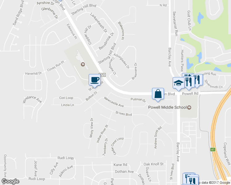map of restaurants, bars, coffee shops, grocery stores, and more near 13481 Pullman Drive in Spring Hill