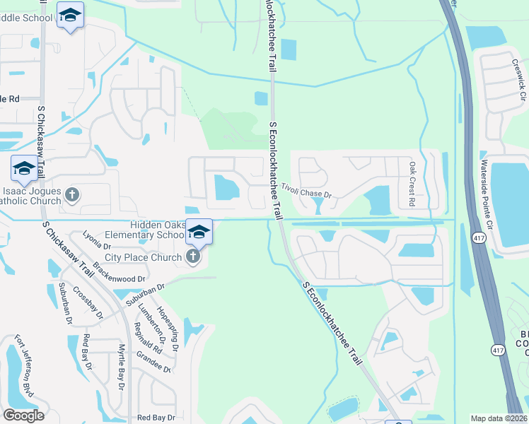 map of restaurants, bars, coffee shops, grocery stores, and more near South Econlockhatchee Trail in Orlando