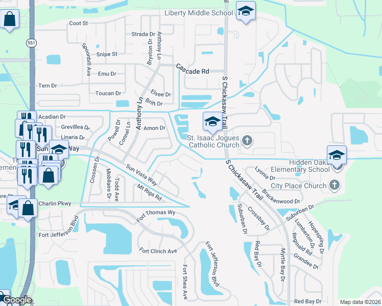 map of restaurants, bars, coffee shops, grocery stores, and more near 8427 Quisqualis Drive in Orlando