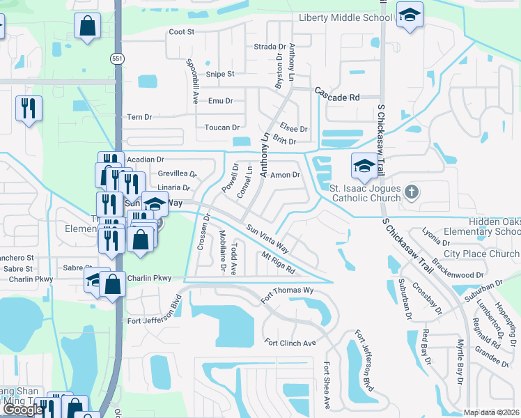map of restaurants, bars, coffee shops, grocery stores, and more near 8136 Cyers Lane in Orlando