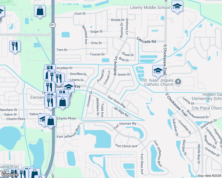 map of restaurants, bars, coffee shops, grocery stores, and more near 4244 Anthony Lane in Orlando