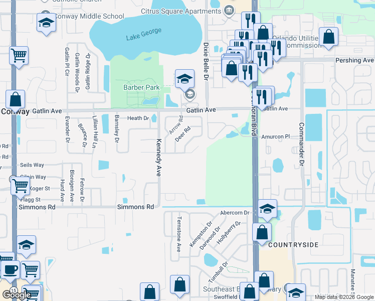 map of restaurants, bars, coffee shops, grocery stores, and more near 4786 Indian Gap Drive in Orlando
