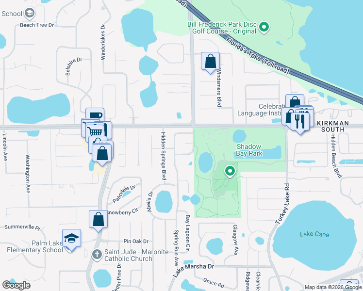 map of restaurants, bars, coffee shops, grocery stores, and more near 7525 Quail Run Court in Orlando
