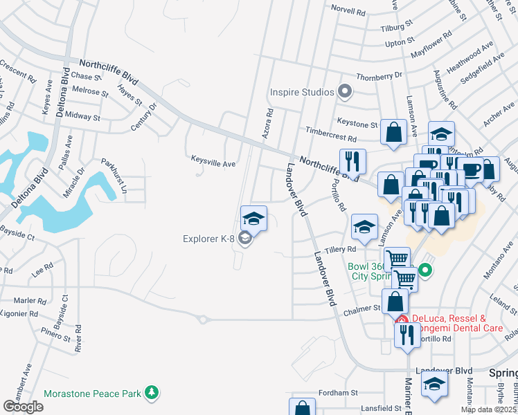 map of restaurants, bars, coffee shops, grocery stores, and more near 4313 Millwood Rd in Spring Hill