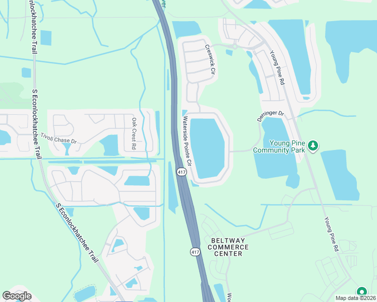 map of restaurants, bars, coffee shops, grocery stores, and more near 4986 Waterside Pointe Circle in Orlando
